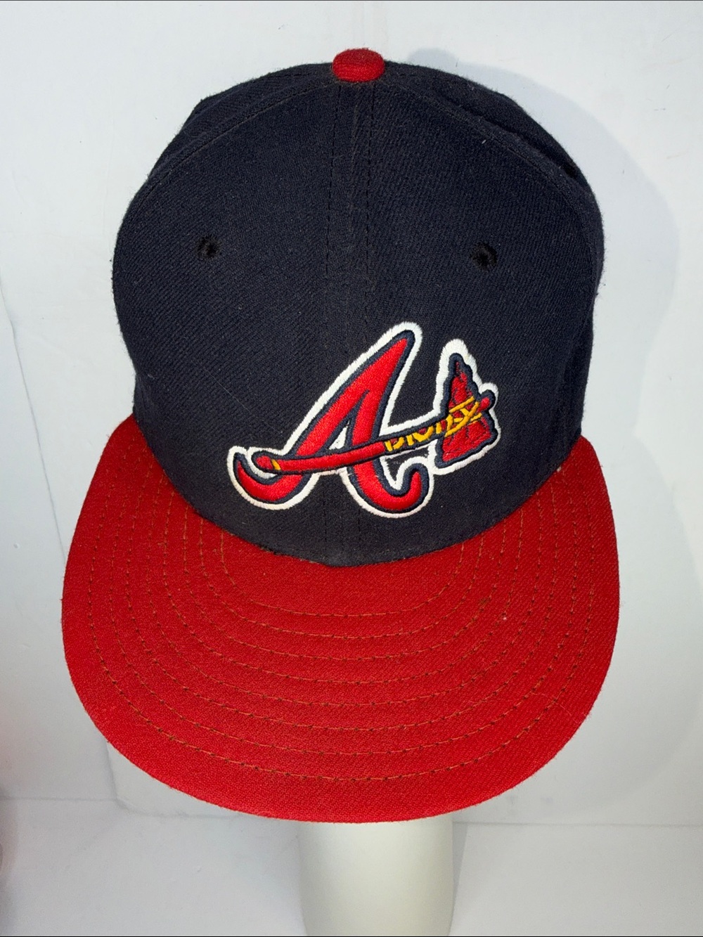 Atlanta Braves-Inspired Two-Tone Baseball Cap in Navy & Red